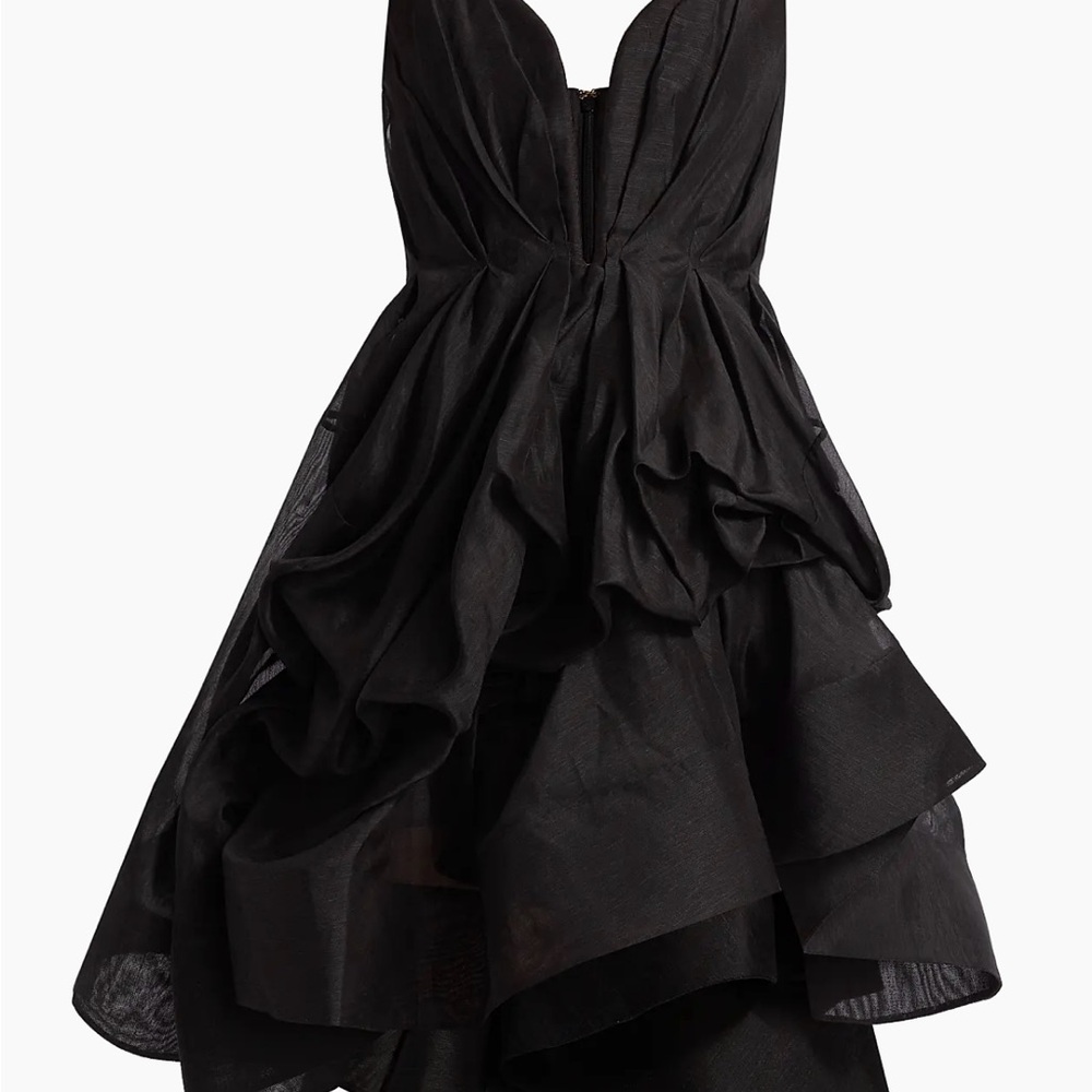 Zimmermann Black Illuminate Linen-Silk & Flare Minidress